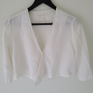 FIRST RITE Linen Crop Top White Size S